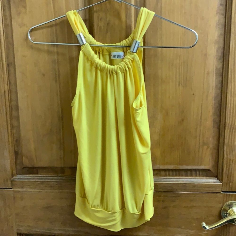 ❗️3/$23 Amy Byer Halter Neck Golden Yellow Embellished Modest Tank Top